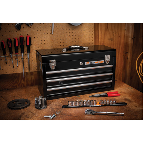Boîte &agrave; outils portative, 20" la, 3 tiroirs, Noir Chandler Sales