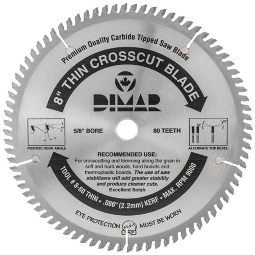 Industrial Saw Blade - Crosscut Thin Kerf, 8", 80 Teeth, Wood Use Chandler Sales