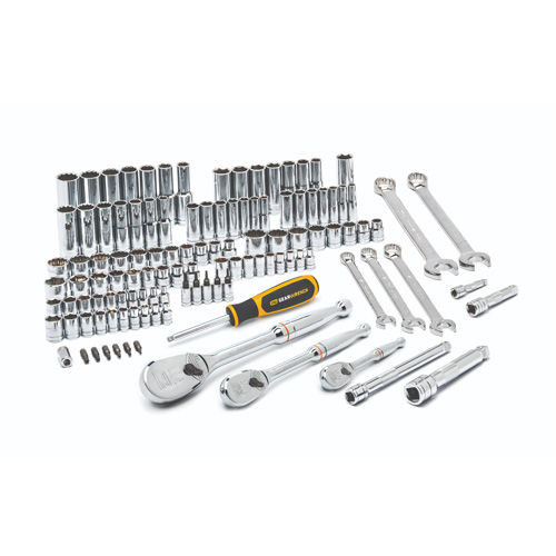 1/4", 3/8" & 1/2" Drive 6 & 12 Point Standard & Deep SAE/Metric Mechanics Tool Set Chandler Sales