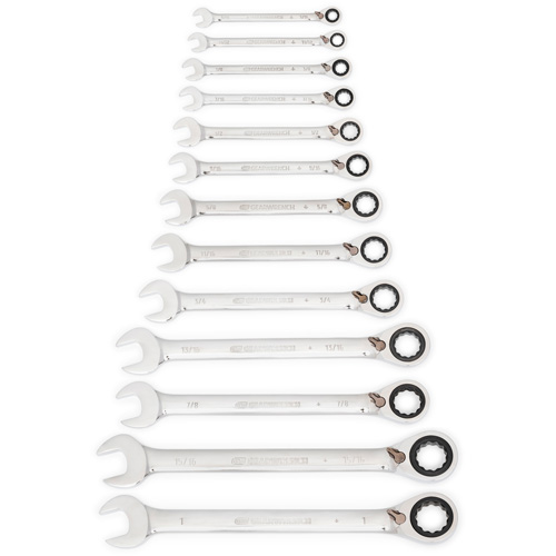 72-Tooth 12 Point Reversible Ratcheting SAE Wrench Set, Combination, 13 Pieces, Imperial Chandler Sales