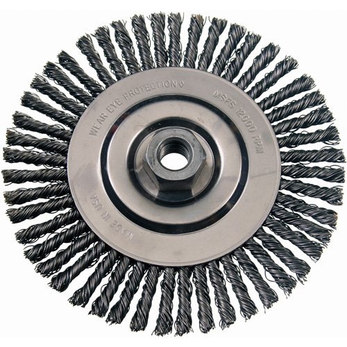 Brosses m&eacute;talliques &agrave; touret, Dia. 4-7/8", Fils 0,02", Arbre 5/8"-11, Acier inoxydable Chandler Sales