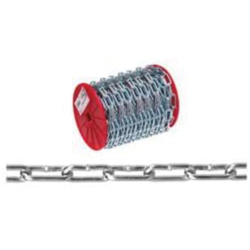 Straight Link Coil Chain, Low Carbon Steel, 2/0 x 120' (36.6 m) L, 520 lbs. (0.26 tons) Load Capacity Chandler Sales
