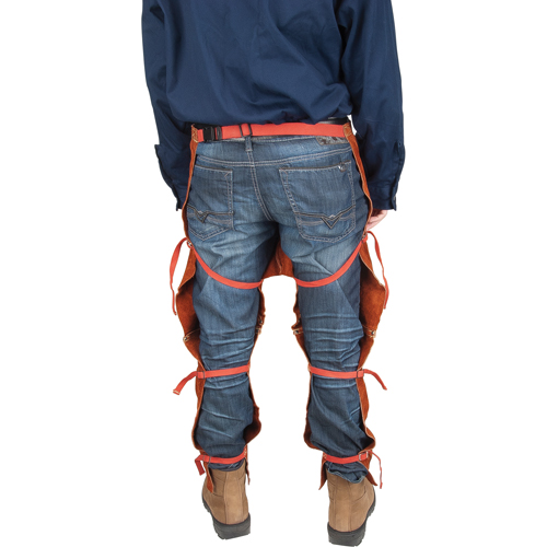 Tablier fendu aux jambes et jambi&egrave;res en cuir, 40" lo, Lava Brown Chandler Sales