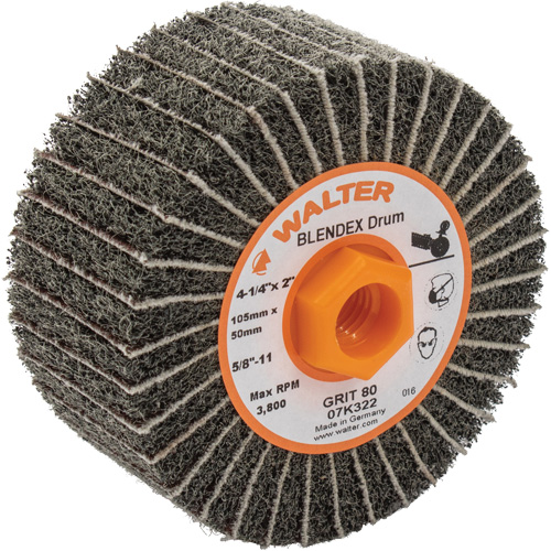 ALLSTEEL Two-In-One Finishing Drums, 4-1/4" Dia. x 2" W, 5/8"-11 Arbor, 80 Grit Chandler Sales