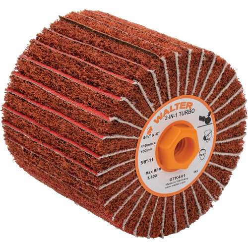 Two-In-One Turbo Drums, 4-1/2" Dia. x 4" W, 5/8"-11 Arbor, 60 Grit Chandler Sales