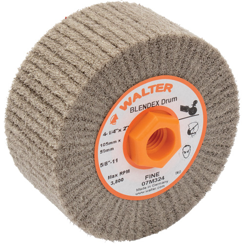 Blendex Surface Conditioning Drum, 4-1/4" Dia. x 2" W, 5/8"-11 Arbor, Fine Grit Chandler Sales