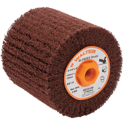 Blendex Surface Conditioning Drum, 4-1/4" Dia. x 4" W, 5/8"-11 Arbor, Medium Grit Chandler Sales