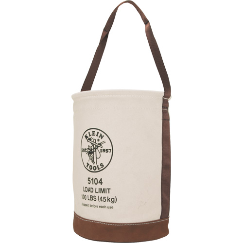 Bucket with Leather Bottom, 17" H, Canvas, Beige Chandler Sales