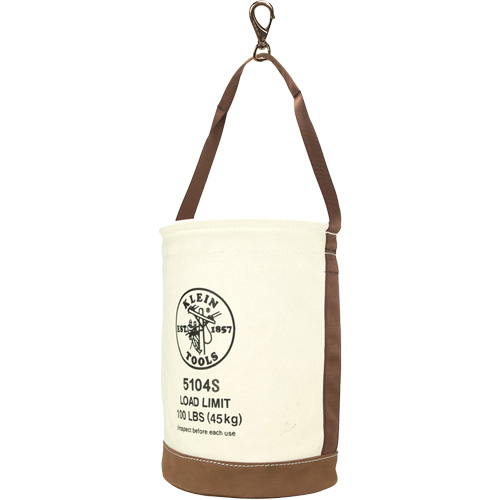 Sceau &agrave; fond en cuir, 17" h, Toile, Blanc Chandler Sales