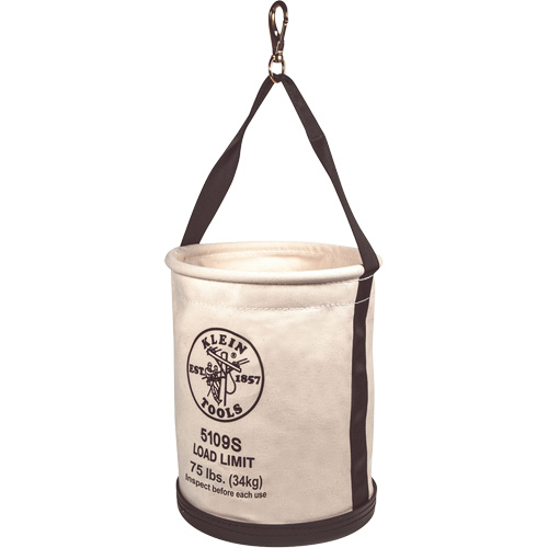 Seau en toile, &agrave; paroi droite avec bouton-pression pivotant et trous de drainage, Toile, 12" dia. x 15" h, Capacit&eacute; de charge 75 lb Chandler Sales