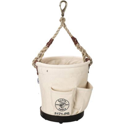 Tapered-Wall Bucket, 12" L x 9" W x 12" H, Canvas, Natural Chandler Sales