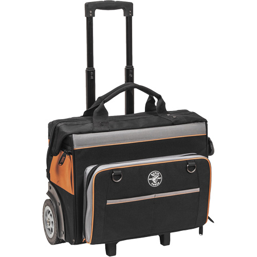 Tradesman Pro Rolling Tool Bag, Ballistic Polyester, 24 Pockets, Black/Orange Chandler Sales