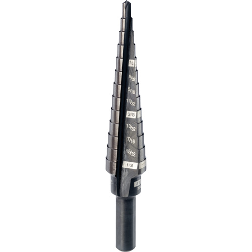 #1 Step Drill Bit, 1/8" - 1/2" , 1/32" Increments, High Speed Steel Chandler Sales