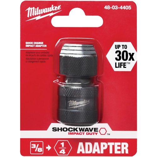 Adaptateur de douille carr&eacute;e &agrave; hexagonale pour tournevis &agrave; percussion Shockwave, Chocs, Prise 1/4", Douille 3/8", 1,875" lo Chandler Sales