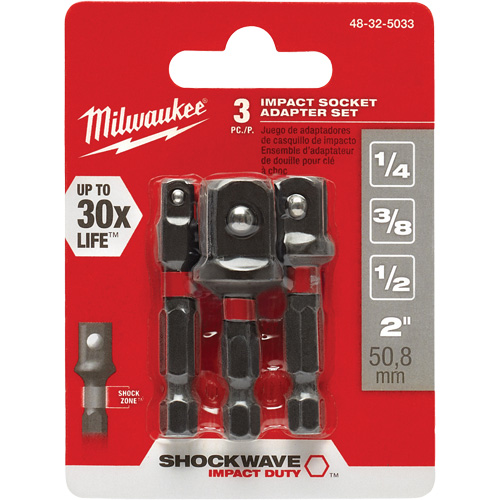 Jeu d'adaptateur de douilles &agrave; chocs Shockwave, 1/4" Prise, Sph&eacute;rique, 1-7/8" lo Chandler Sales