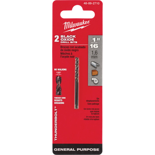 Thunderbolt&reg; Jobber Drill Bit, High Speed Steel, 1/16", 1-7/8" L, 7/8" Flute, 135° Point Angle Chandler Sales