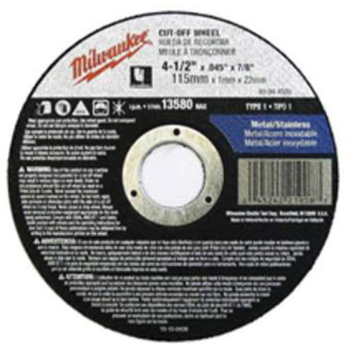 Depressed Centre Cut-Off Wheels, 5" x 0.045", 7/8" Arbor, Type 27, Aluminum Oxide, 13580 RPM Chandler Sales