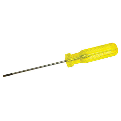 Electrician's Slotted Screwdriver, 1/8" Tip, Round, 7-1/4" L, Plastic Handle Chandler Sales