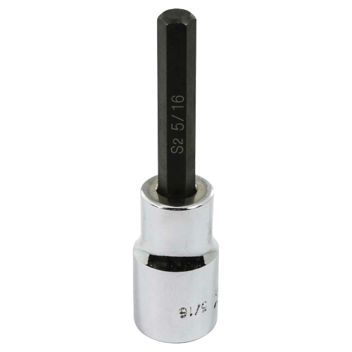 Bit Socket, Hex, 5/16" x 3-1/4" L, 1/2" Square Drive Drive Chandler Sales