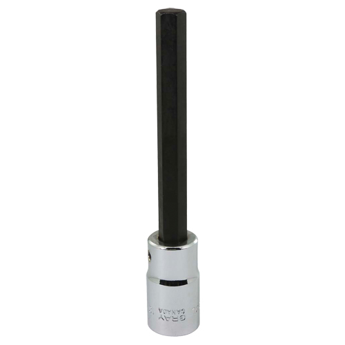 Extra Long Bit Socket, Hex, 10 mm x 128 mm L, 1/2" Square Drive Drive Chandler Sales