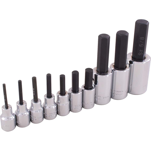 Hex Head Socket Set, Hex, 1/2"/3/8" Drive, 10 Pcs Chandler Sales