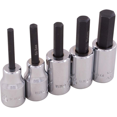 Hex Head Socket Set, Hex, 3/8" Drive, 5 Pcs Chandler Sales