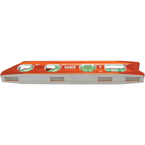 Torpedo Billet Level, 8" L, Aluminum, 4 Vials, Magnetic Chandler Sales