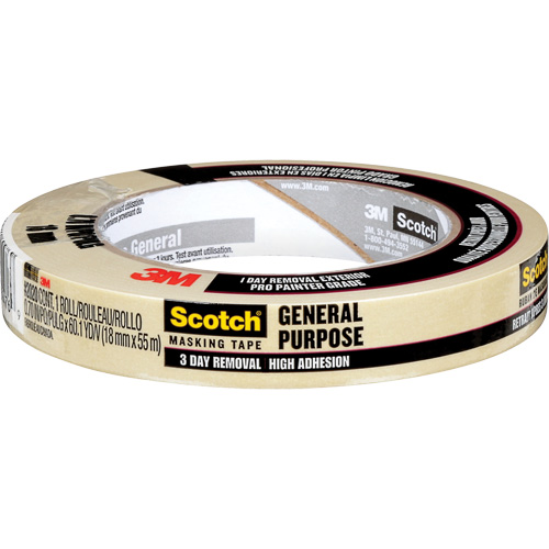 Scotch&reg; Contractor Grade Masking Tape 2020, 18 mm (3/4") x 55 m (180'), Beige Chandler Sales