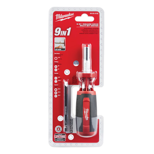9-in-1 Square Drive Multi-Bit Driver, 9" L, Cushion Grip Handle Chandler Sales
