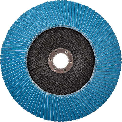 Disque &agrave; lamelles &agrave; grain grossier BlueFire, 7" x 7/8", Type 27, Grain 80, Alumine de zirconium Chandler Sales