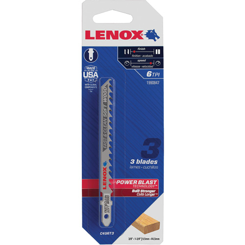Clean Cutting Wood Jigsaw Blade, Bi-Metal, T-Shank, 4" L, 6 TPI Chandler Sales