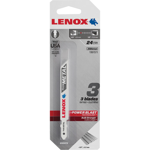 Lame de scie sauteuse pour coupe de m&eacute;tal, Bim&eacute;tal, Tige en T, 3-5/8" lo, 6 dents par pouce Chandler Sales