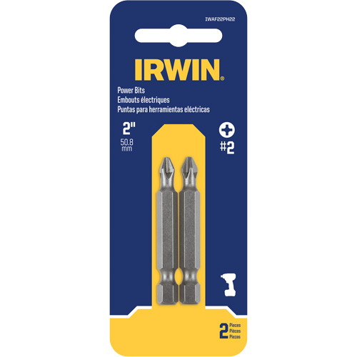 Power Bits, Phillips, #2 Tip, 1/4" Drive Size, 2" Length Chandler Sales