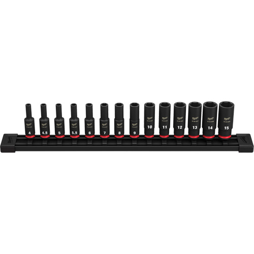 Jeu de douilles m&eacute;triques &agrave; 6 pans Shockwave Impact Duty, 14 Mcx, Chocs, Prise de 1/4", Profond Chandler Sales