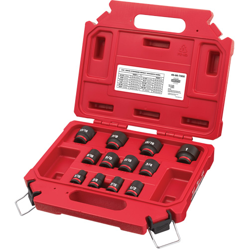 Jeu de douilles SAE &agrave; 6 pans Shockwave Impact Duty, 12 Mcx, Chocs, Prise de 3/8" Chandler Sales