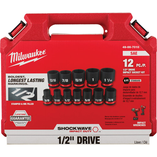 Shockwave Impact Duty SAE 6 Point Socket Set, 12 Pcs, Impact, 1/2" Drive Size Chandler Sales