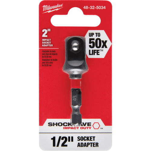 Adaptateur de douille &agrave; chocs Shockwave, 1/4" Prise, Dimension m&acirc;le 1/2", Sph&eacute;rique, 2" lo Chandler Sales
