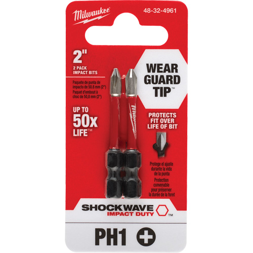 Embout de tournevis Shockwave Impact Duty, Phillips, #1, Prise 1/4" Chandler Sales