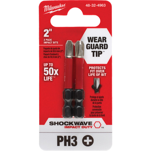 Embout de tournevis Shockwave Impact Duty, Phillips, #3, Prise 1/4" Chandler Sales