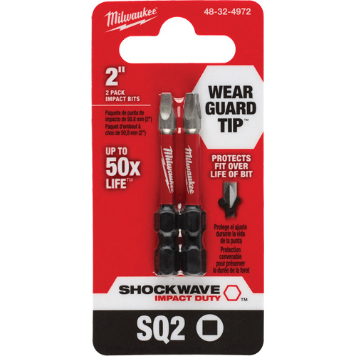 Shockwave Impact Duty Screwdriver Bit, Square, #2, 1/4" Drive Chandler Sales