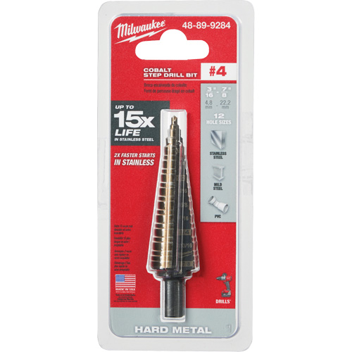 Foret &eacute;tag&eacute;, 3/16"/#4 - #4/7/8", Incr&eacute;ments de 1/32", Acier rapide au cobalt Chandler Sales