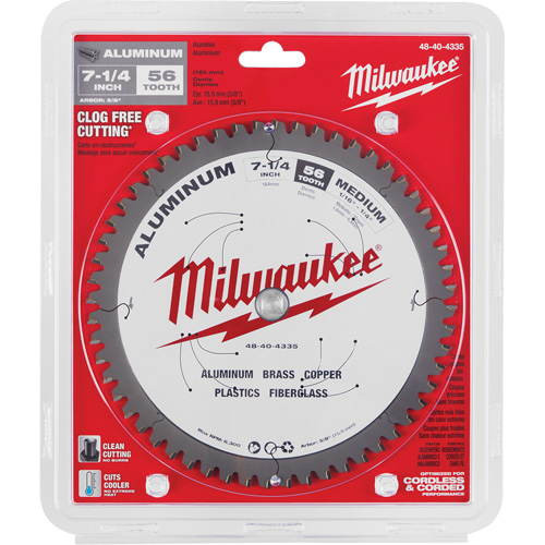 Aluminum Cutting Circular Saw Blade, 7-1/4", 56 Teeth, Plastic/Fibreglass/Non-Ferrous Use Chandler Sales