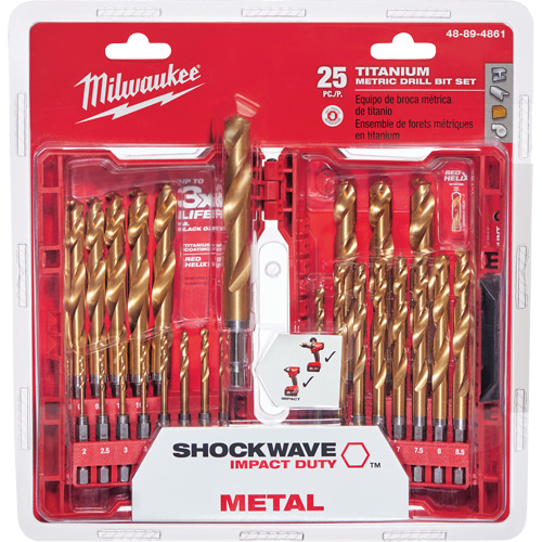 Jeu de forets m&eacute;triques Shockwave Red Helix, 25 morceaux, Titane Chandler Sales