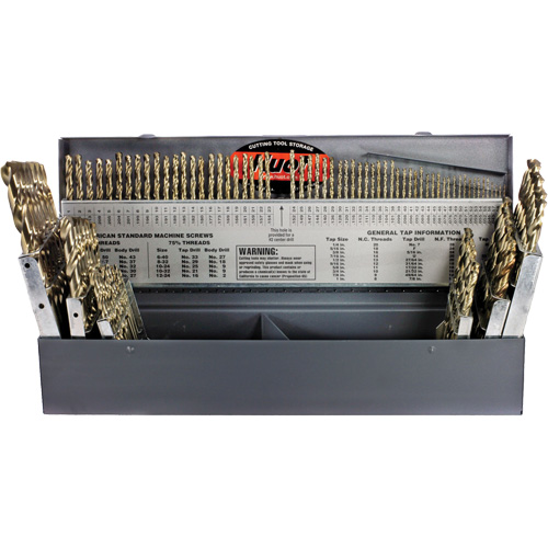 DRILLCO USA Heavy-Duty Jobber Length Drill Bit Set, 115 Pieces, Cobalt Chandler Sales