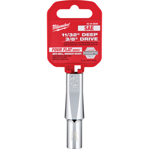 SAE Socket with Four Flat Sides, 11/32", 3/8" Drive, 6 Points, Deep Chandler Sales