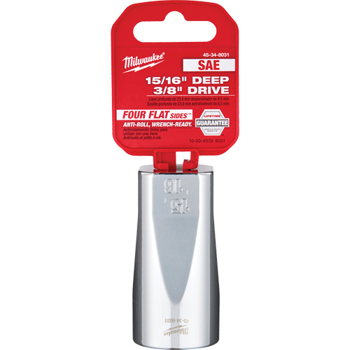 Douille SAE avec c&ocirc;t&eacute;s Four Flats, 15/16", Prise 3/8", 6 pans, Profond Chandler Sales