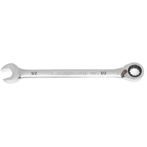 90-Tooth Reversible Ratcheting Wrench, 12 Point, 1/2", Chrome/Polished Finish Chandler Sales