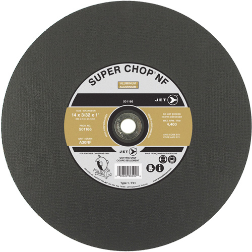 Meule &agrave; tronçonner Super Chop A30NF, 14" x 3/32", Arbre de 1", Type 1, 4400 Tr/min Chandler Sales