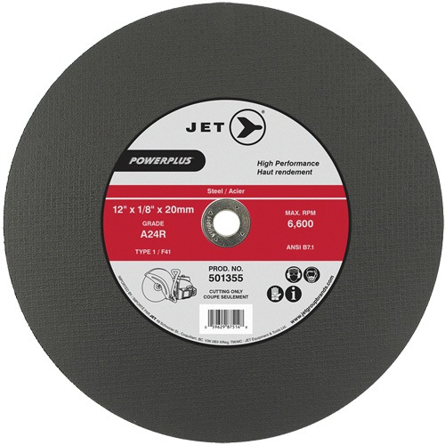A24R PowerPlus Cut-Off Wheel, 12" x 1/8", 20 mm Arbor, Type 1, 6600 RPM Chandler Sales