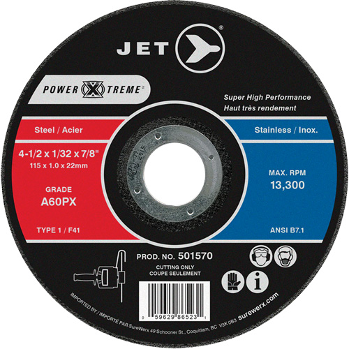 A60PX Power-Xtreme Cut-Off Wheel, 4-1/2" x 1/32", 7/8" Arbor, Type 1, 13300 RPM Chandler Sales